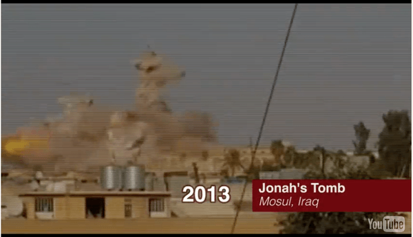 El momento en que se destruyó la tumba de Jonás, en Irak. (diarna.org)