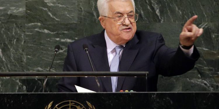 El presidente de la Autoridad Palestina, Mahmoud Abbas, habla durante la Asamblea General de las Naciones Unidas en la sede de la ONU, el 20 de septiembre de 2017. (AP / Seth Wenig)