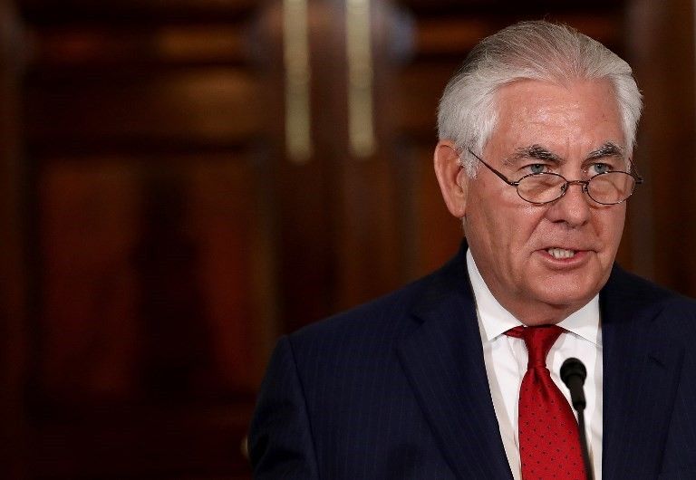 El secretario de Estado estadounidense Rex Tillerson entrega una declaración en el Departamento de Estado el 4 de octubre de 2017 en Washington, DC. (Win McNamee / Getty Images / AFP)