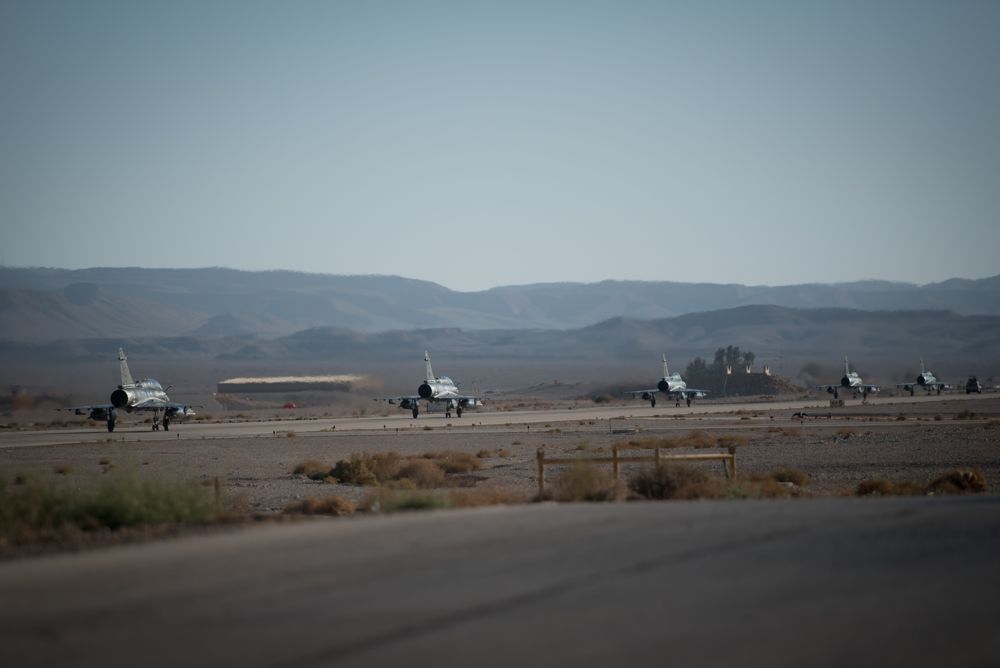 Aviones de combate participan en el ejercicio internacional Bandera Azul a principios de noviembre de 2017. (Fuerzas de Defensa de Israel)