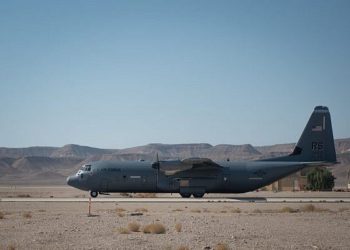 Un avión de transporte C130J participa en el ejercicio internacional Bandera Azul a principios de noviembre de 2017. (Fuerzas de Defensa de Israel)