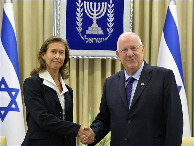 El Presidente Reuven Rivlin con la Embajadora de Eslovenia, Barbara Susnik, noviembre de 2015 (Ministerio de Asuntos Exteriores de Israel)