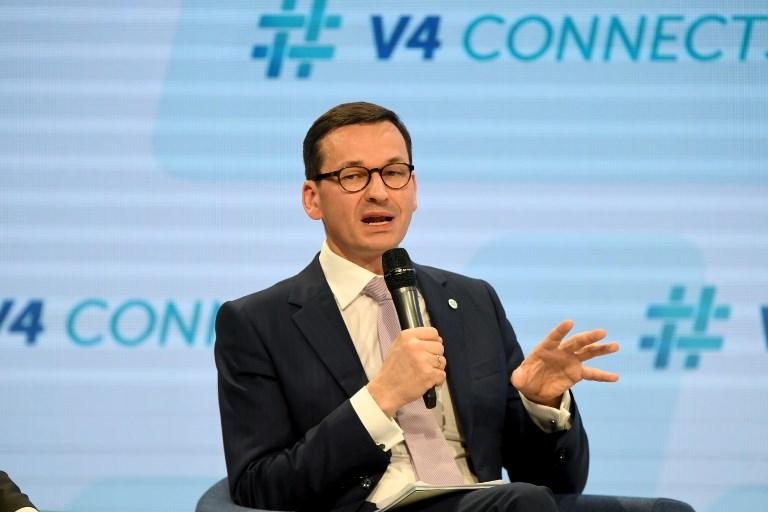 El primer ministro Mateusz Morawiecki de Polonia habla en Budapest el 26 de enero de 2018 (AFP / Attila KISBENEDEK)