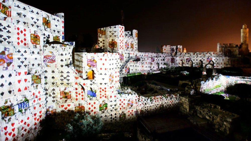 Escena inspirada por el artista Jean David en Tower of David King David Night Experience, marzo de 2018 (Naftali Hilger)