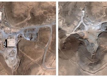 Imágenes satelitales antes y después del reactor nuclear sirio en al-Kibar, que fue alcanzado por Israel en 2007. (AP / Digital Globe)