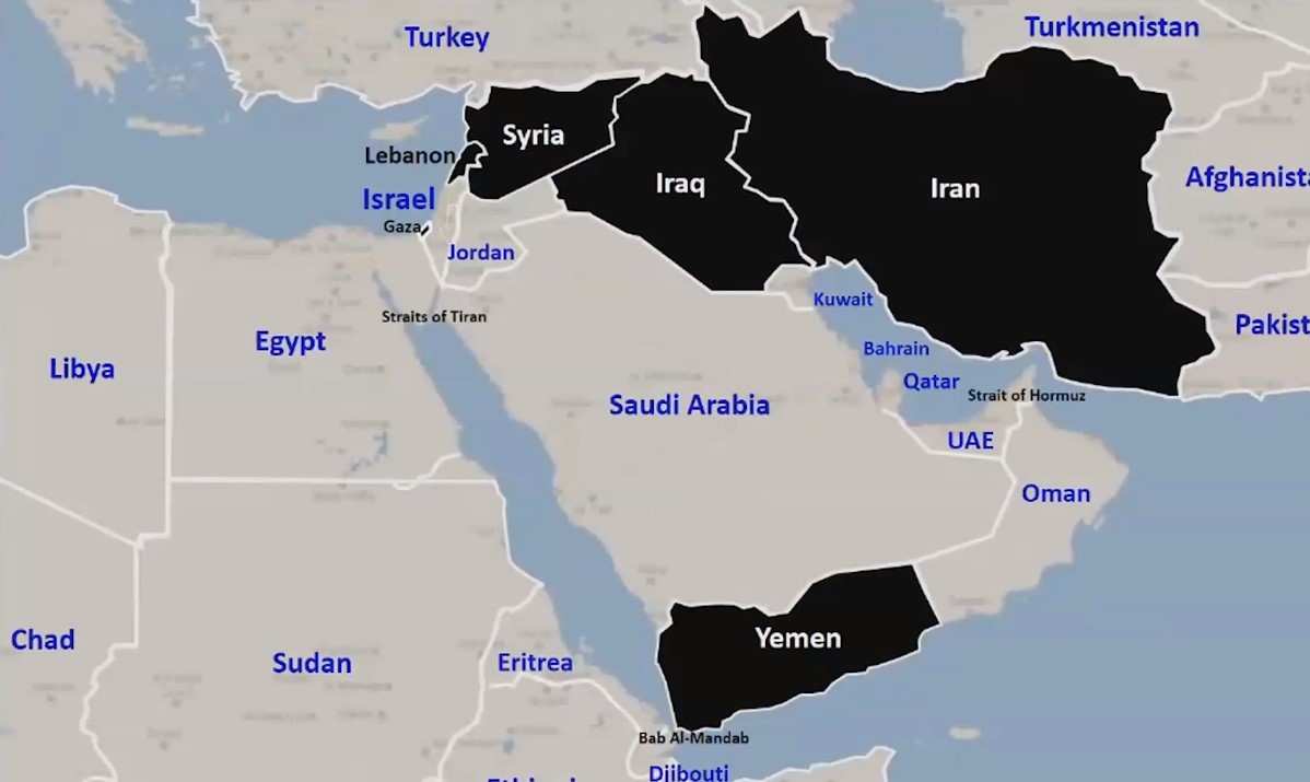 Netanyahu mostró esta representación de la influencia negativa de Irán en la región.