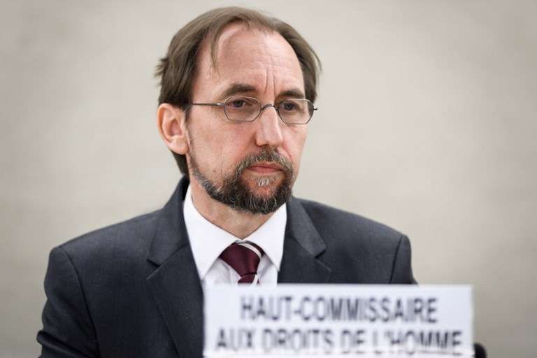 El Alto Comisionado de las Naciones Unidas para los Derechos Humanos, Zeid Ra'ad Al Hussein, asiste a una sesión especial del Consejo de Derechos Humanos de las Naciones Unidas el 18 de mayo de 2018 en Ginebra. (AFP / Fabrice Coffrini)