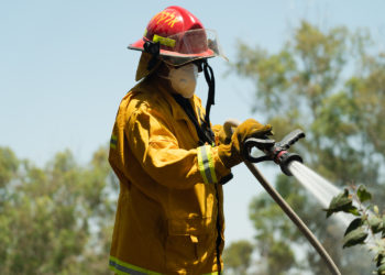 Los bomberos apagaron un incendio en el bosque de Beeri, el 6 de junio de 2018. (Luke Tress / Times of Israel)