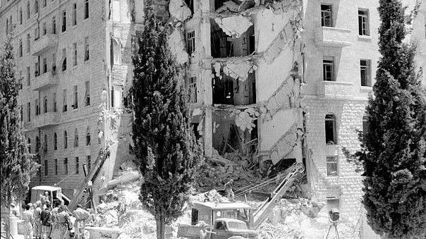 The King David Hotel después del bombardeo (crédito de la foto: Wikimedia Commons)