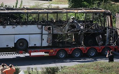 El autobús que explotó en un ataque terrorista de julio de 2012 contra turistas israelíes en Burgas, Bulgaria. (Grupo de prensa AP / Impact)