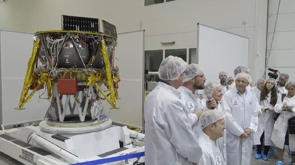 Captura de pantalla del video de una conferencia de prensa que muestra la nave SpaceIL, 10 de julio de 2018. (Facebook)