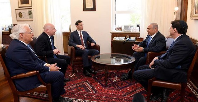 Primer ministro Netanyahu con Kushner, Greenblatt y Friedman (Foto: Embajada de EE. UU. Jerusalén)