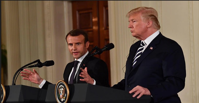 El presidente francés Emmanuel Macron y el presidente Donald Trump (Foto: AFP)