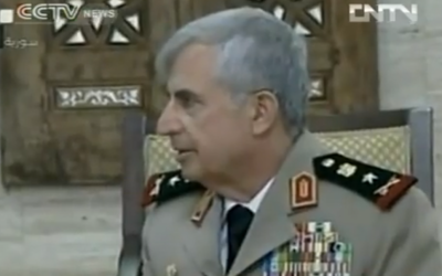 Jefe de Estado Mayor sirio Ali Abdullah Ayoub (crédito de la foto: captura de imagen del video de YouTube subido por GoUTube123)