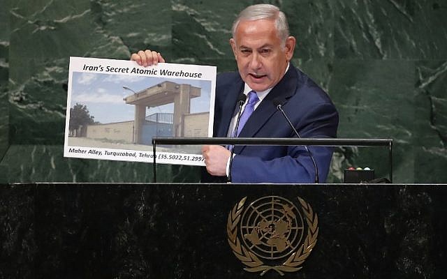 Benjamin Netanyahu se dirige a la Asamblea General de las Naciones Unidas el 27 de septiembre de 2018 en la ciudad de Nueva York. (John Moore / Getty Images / AFP)