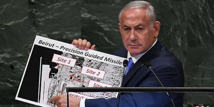 Netanyahu hablando sobre depósitos de armas de Hezbolá (Foto: AFP)