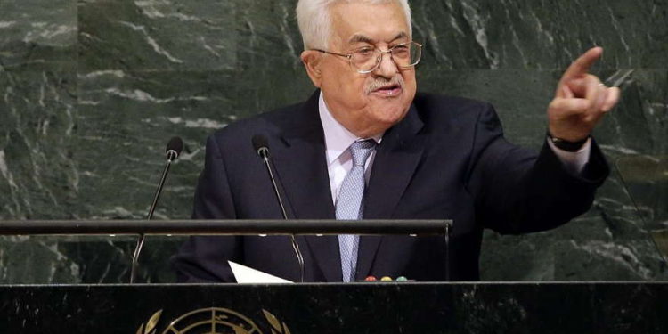 El presidente de la Autoridad Palestina, Mahmoud Abbas, habla durante la Asamblea General de las Naciones Unidas en la sede de la ONU, el 20 de septiembre de 2017. (AP / Seth Wenig)