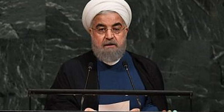 Hassan Rouhani, presidente de Irán, se dirige a la 72ª Asamblea General de la ONU el 20 de septiembre de 2017 en las Naciones Unidas en Nueva York. (AFP PHOTO / ANGELA WEISS)