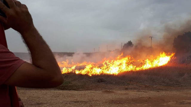 Incendio en la región fronteriza de Gaza