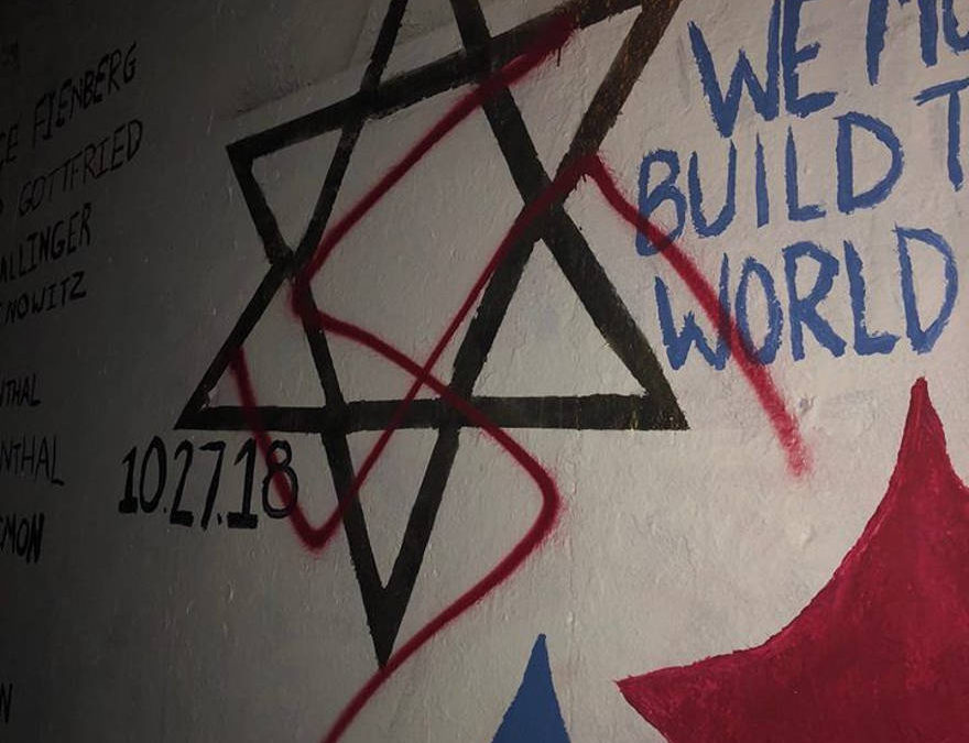 Esvástica nazi pintada en mural dedicado a las víctimas de la masacre de la sinagoga de Pittsburgh