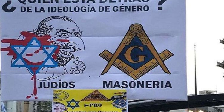 Carteles antisemitas en marcha “Con mis hijos de te metas” en Argentina