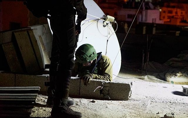 Mapa de las fuerzas de seguridad para demoler la casa del palestino que mató a un soldado de las FDI, visto aquí en el campamento de refugiados de Amari en Cisjordania, 2 de octubre de 2018. (Fuerzas de Defensa de Israel)