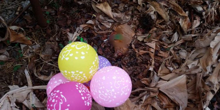 Sospechosos globos incendiarios descubiertos en una comunidad cercana a la frontera de Gaza, 28 de diciembre de 2018 (unidad del portavoz de la policía)