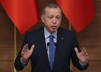 El presidente turco, Recep Tayyip Erdogan, pronuncia un discurso durante la ceremonia de los Grandes Premios Presidenciales de Cultura y Artes en el Complejo Presidencial en Ankara, Turquía, el 19 de diciembre de 2018. (Adem Altan / AFP)