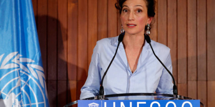 UNESCO Director-General Audrey Azoulay. (photo credit: PHILIPPE WOJAZER / REUTERS)