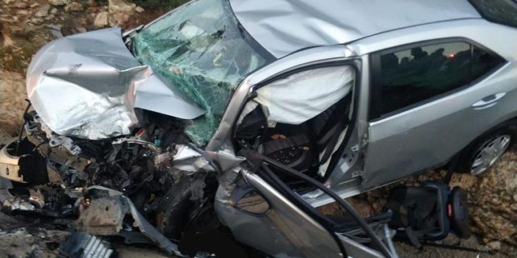 La escena de un accidente automovilístico mortal en el norte de Israel, 25 de enero de 2019 (servicios de bomberos y rescate)