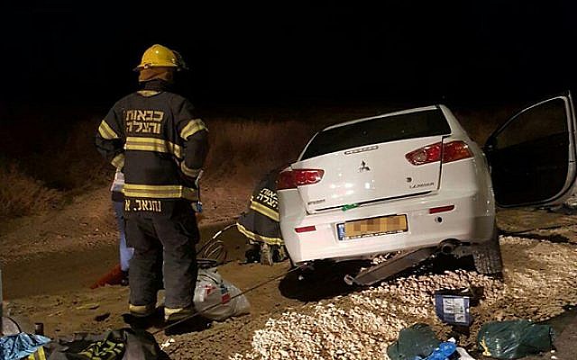 La escena de un accidente automovilístico mortal en el norte de Israel, 25 de enero de 2019 (servicios de bomberos y rescate)