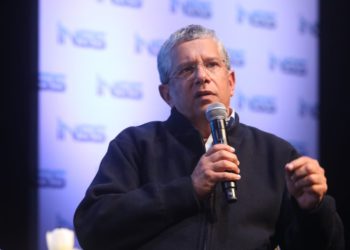 El ex jefe de la fuerza aérea, mayor general (res.) Amir Eshel habla en la conferencia del Instituto de Estudios de Seguridad Nacional en Tel Aviv el 28 de enero de 2019. (INSS)