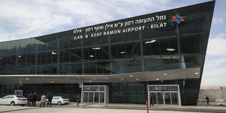 El nuevo Aeropuerto de Ramon durante la ceremonia de apertura oficial, 21 de enero de 2019. (Yonatan Sindel / Flash90)