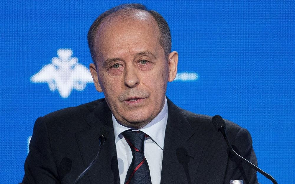 El director del Servicio de Seguridad Federal de Rusia, Alexander Bortnikov, habla durante la Conferencia sobre Seguridad Internacional en Moscú, Rusia, el 4 de abril de 2018. (Alexander Zemlianichenko / AP)