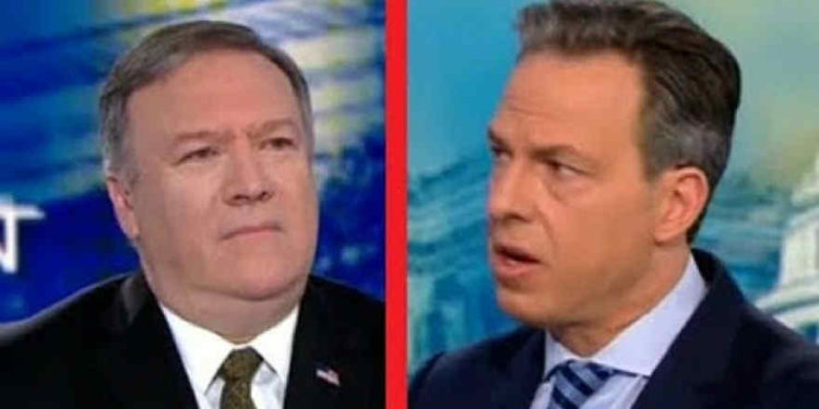 El secretario de Estado de los EE. UU., Mike Pompeo, en la CNN con Jake Tapper. Foto: captura de pantalla.