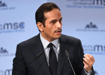 El Ministro de Relaciones Exteriores de Qatar, Sheikh Mohammed bin Abdulrahman Al-Thani, habla durante la Conferencia anual de Seguridad de Munich en Munich, Alemania, el 17 de febrero de 2019. (Crédito de la foto: ANDREAS GEBERT / REUTERS)