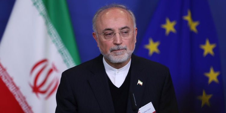 El vicepresidente y jefe de la Organización de Energía Atómica de Irán, Ali Akbar Salehi, escucha una pregunta durante una conferencia de prensa conjunta con el comisionado de Energía y Acción Climática de la Unión Europea, Miguel Arias Cañete, en la sede de la Comisión Europea en Bruselas, el lunes 26 de noviembre de 2018. ( Foto AP / Francisco Seco)