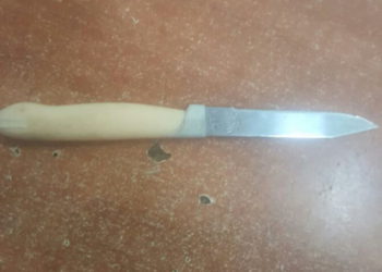 El cuchillo llevado por la mujer que intentó cometer un ataque de terror en Hebron. (Crédito de la foto: UNIDAD DE VOZ POLICÍA)