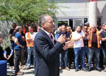 El director ejecutivo de SodaStream, Daniel Birnbaum, en la fábrica de SodaStream en el desierto de Negev en Israel, junto a la ciudad de Rahat, el 20 de agosto de 2018. (Eliran Avital)