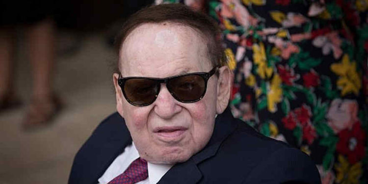 Sheldon Adelson en la inauguración de la embajada de Estados Unidos en Jerusalén el 14 de mayo de 2018. (Yonatan Sindel / Flash90)