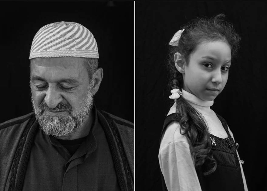 Izquierda: Mahmoud Said Dawood, de 55 años. Dawood ha reconstruido aproximadamente el 40% de su hogar en Mosul con un préstamo de miembros de la familia. Derecha: Saja Ahmed, de 9 años, quien también perdió su hogar en la batalla contra ISIS. -  Victor J. Blue