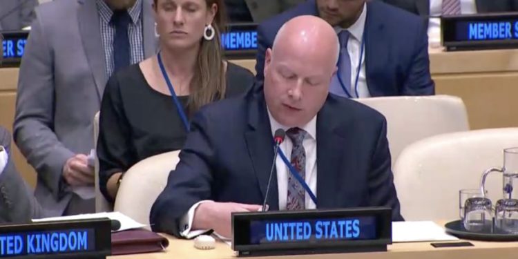 El enviado especial estadounidense Jason Greenblatt en la reunión de fórmula Arria de UNSC en Nueva York. (Crédito de la foto: CAPTURA DE PANTALLA / UN WEB TV)