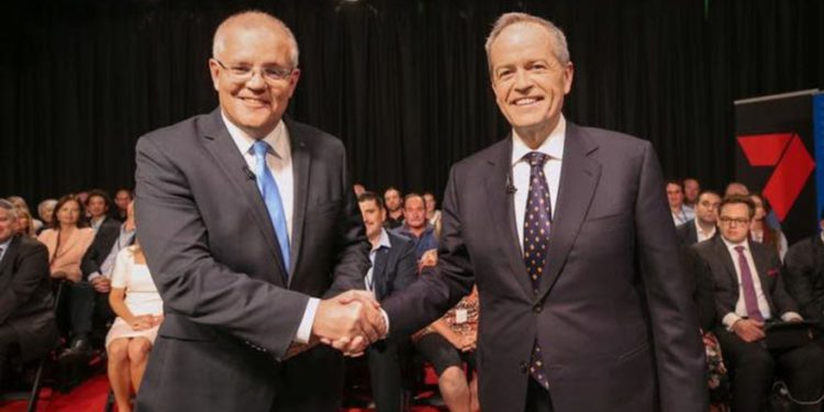 El primer ministro australiano Scott Morrison y el líder de la oposición Bill Shorten. (Crédito de la foto: REUTERS)