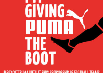 El cartel del BDS instó a un boicot al gigante alemán de ropa deportiva Puma por sus vínculos con Israel