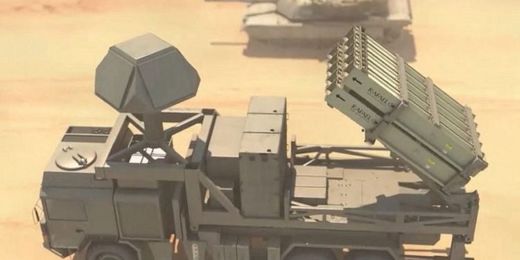 El I-Dome, una versión portátil del sistema de defensa de misiles Iron Dome, fabricado por la compañía aeroespacial israelí Rafael. (captura de pantalla: Canal 13 / Rafael)