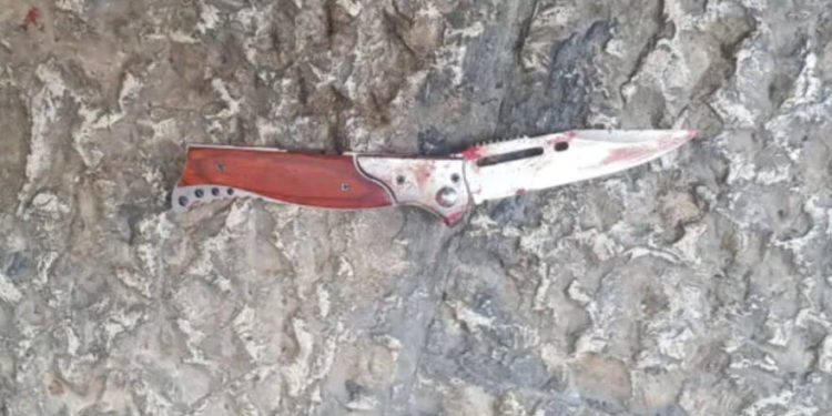 Cuchillo encontrado en la escena de un ataque de apuñalamiento en Jerusalem (31 de mayo de 2019). (Crédito de la foto: ISRAEL POLICÍA)