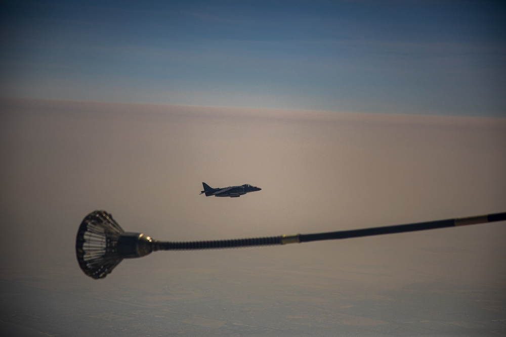 Cuerpo de Marines de los EE.UU. AV/8B Harriers desplegados en Kuwait