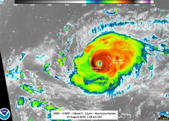 La NASA observa cómo el huracán Dorian de categoría 4 todavía se dirige al noroeste de Bahamas