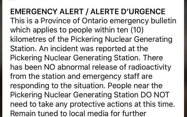 Canadá envía accidentalmente alerta nuclear a millones de ciudadanos