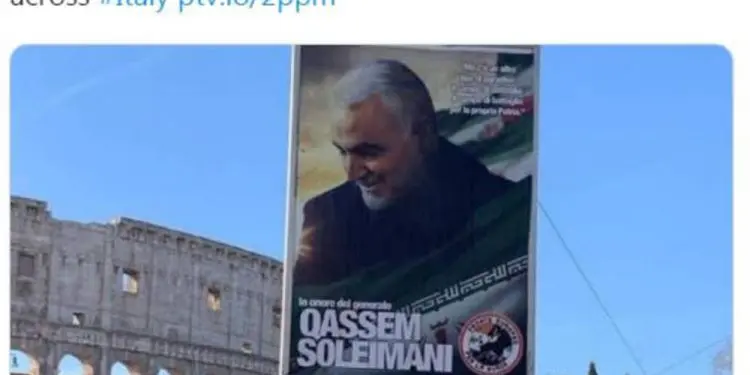 Carteles “en honor a Soleimani” son colocados en toda Italia